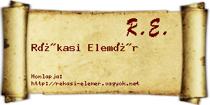 Rékasi Elemér névjegykártya