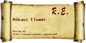 Rékasi Elemér névjegykártya